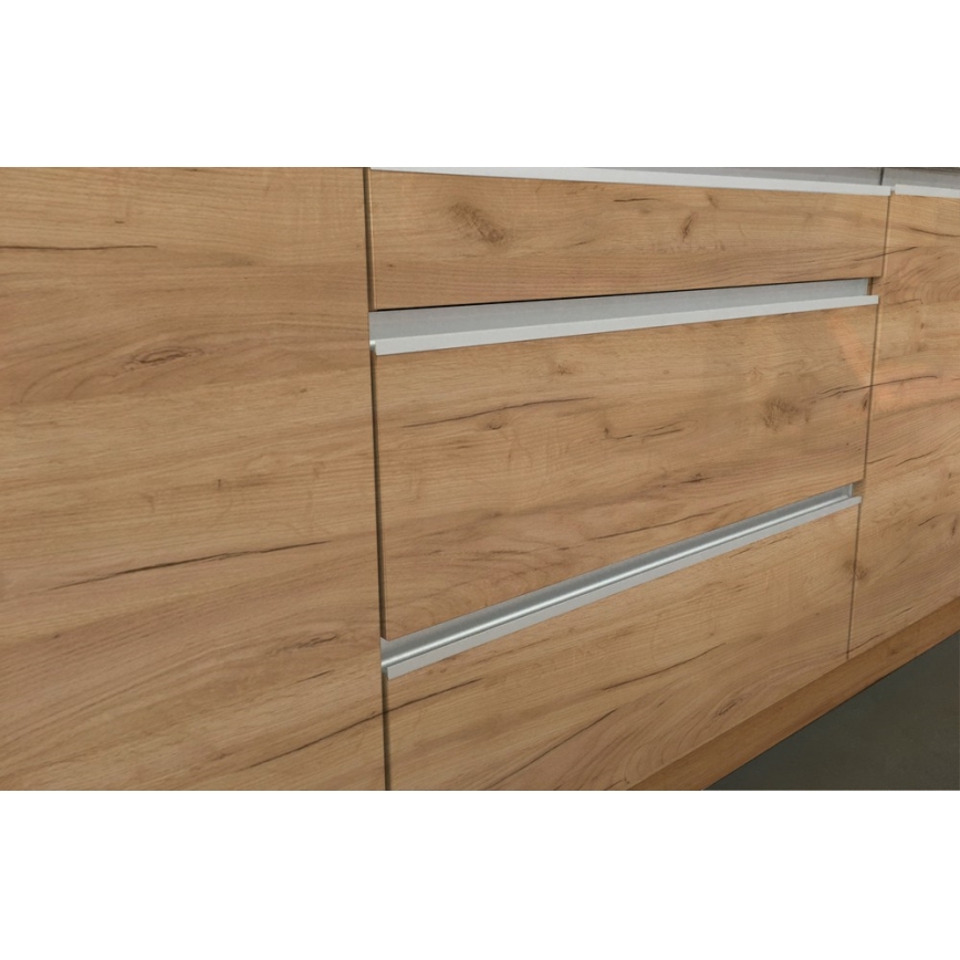 Konyhablokk MARINA 180 cm, craft tölgy/fényes fehér