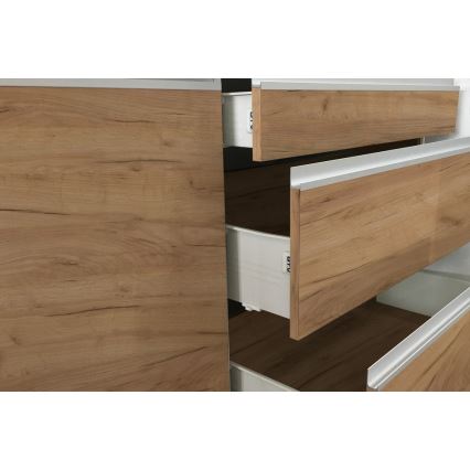 Konyhablokk MARINA 180 cm, craft tölgy/fényes fehér