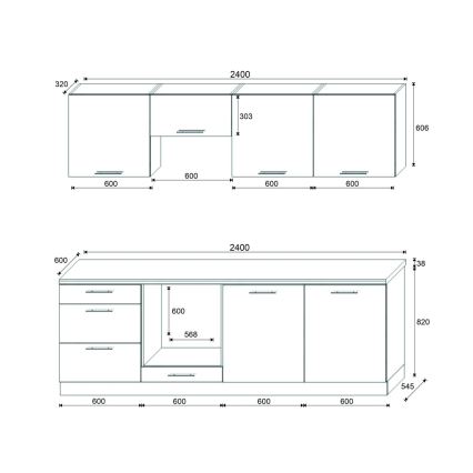 Konyhabútor CELESTE 240 cm, magasfényű szürke