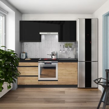 Konyhabútor MARINA 180 cm Craft tölgy/fényes fekete
