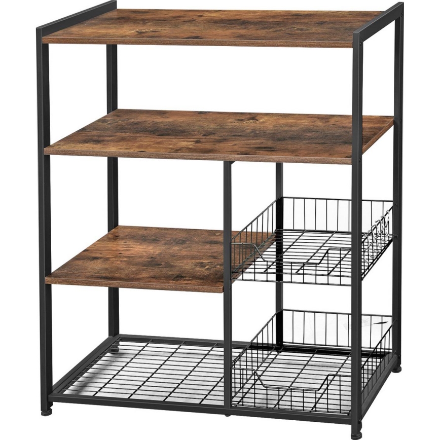Konyhai polcos állvány MARGE barna/fekete