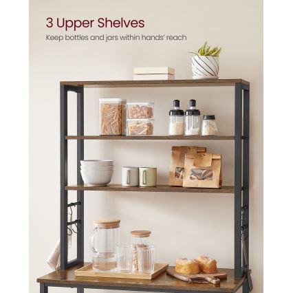 Konyhai polcos állvány MARGE barna/fekete