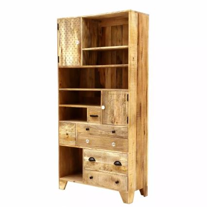 Könyvespolc MANU 180x90 cm tömör fa/mangó fa