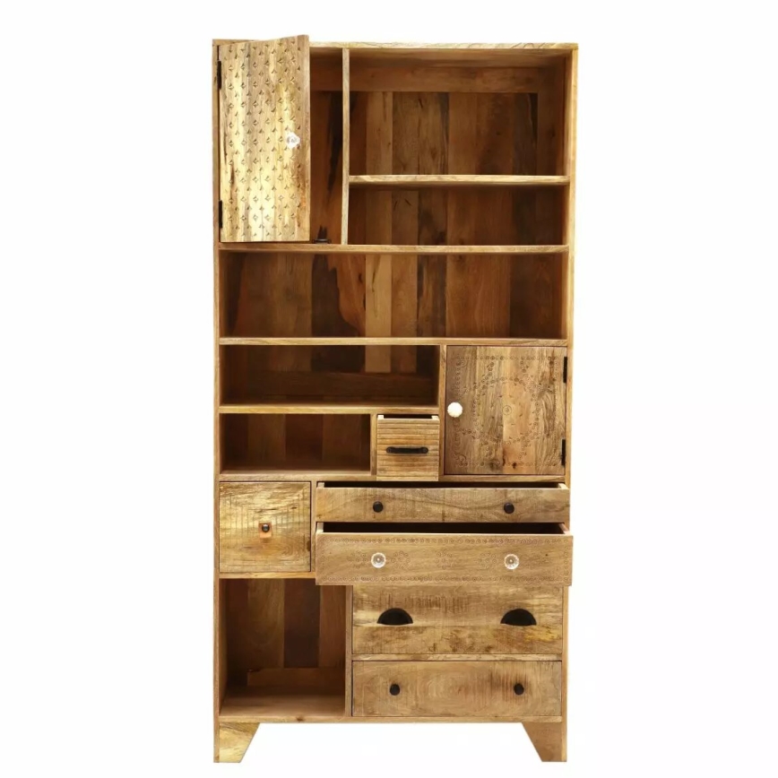 Könyvespolc MANU 180x90 cm tömör fa/mangó fa