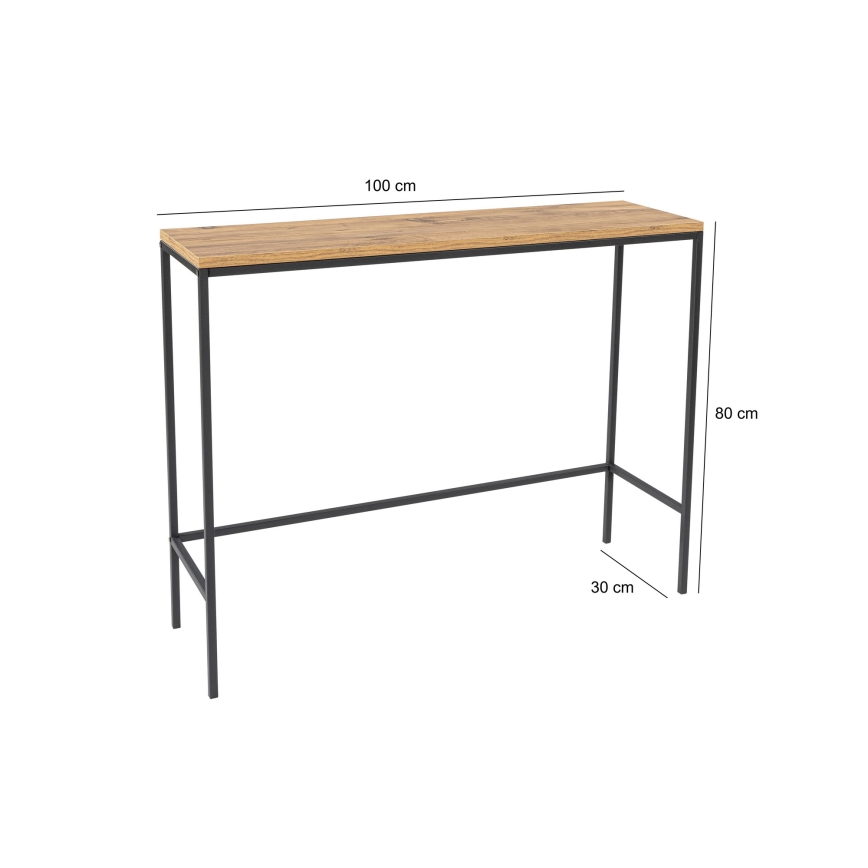 Konzolos asztal CANVAS 80x100 cm fenyő atlantic/fekete