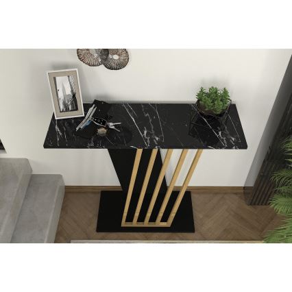 Konzolos asztal GRAVITY 76,8x90 cm fekete/arany