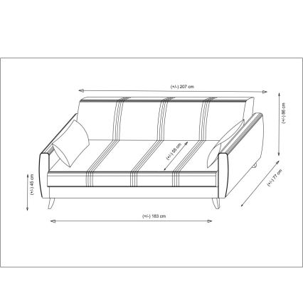 KORFU háromszemélyes ággyá alakítható kanapé, bézs