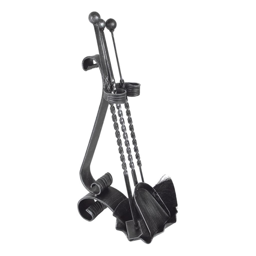 Kovácsolt kandalló szerszámok 4 db antracit/patinás