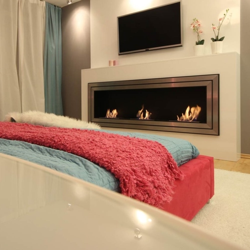 Kratki - Beépíthető BIO kandalló 65x180 cm 3x2,5kW fényes króm