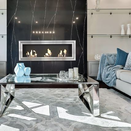 Kratki - Beépíthető BIO kandalló 65x180 cm 3x2,5kW fényes króm