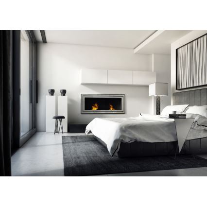 Kratki - Beépíthető BIO kandalló 65x180 cm 3x2,5kW fényes króm