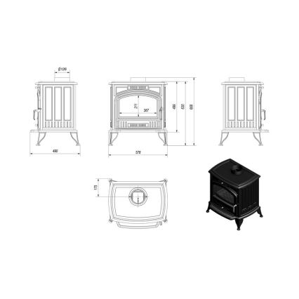 Kratki - Öntöttvas kandalló kályha 8kW 150mm