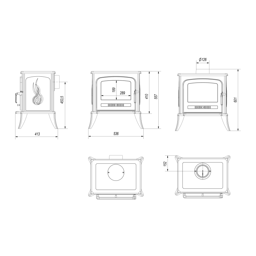 Kratki - Öntöttvas kandalló kályha 5kW 130mm
