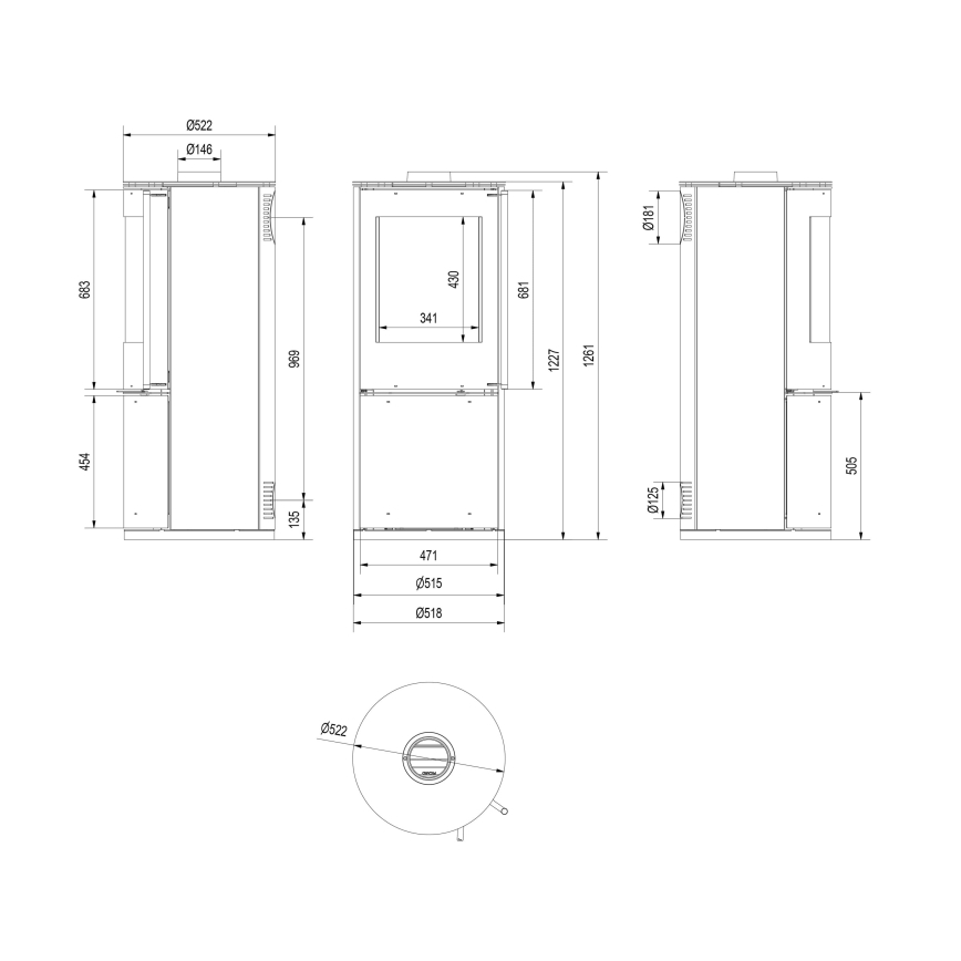 Kratki - Acél kandalló 9kW 150mm