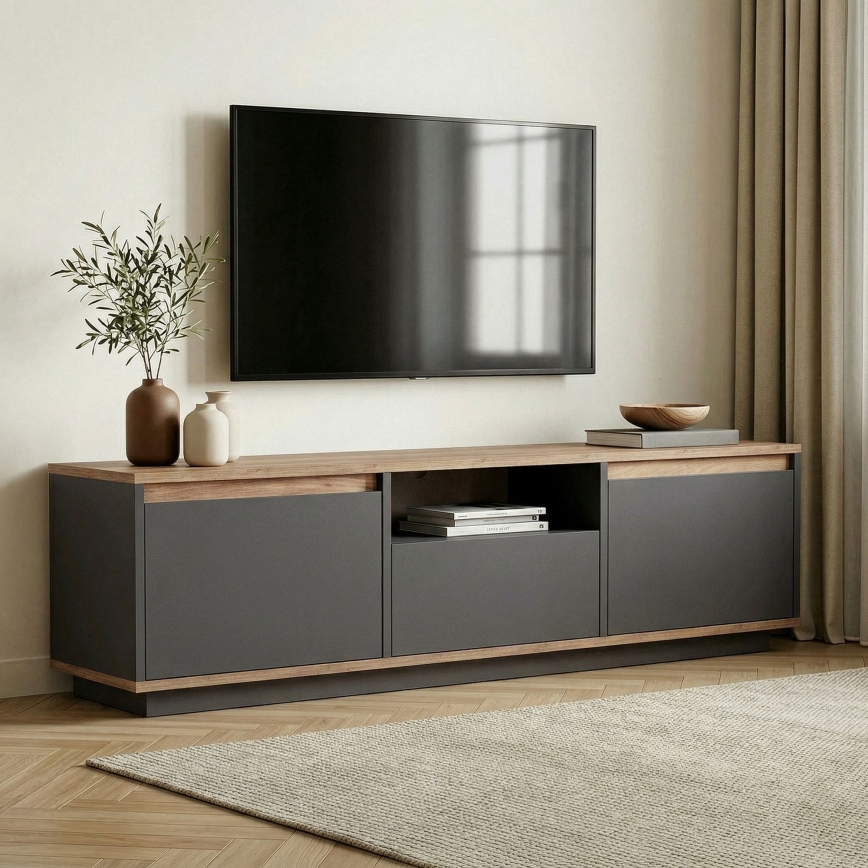 KREDE TV-állvány 160x30 cm antracit/fenyő