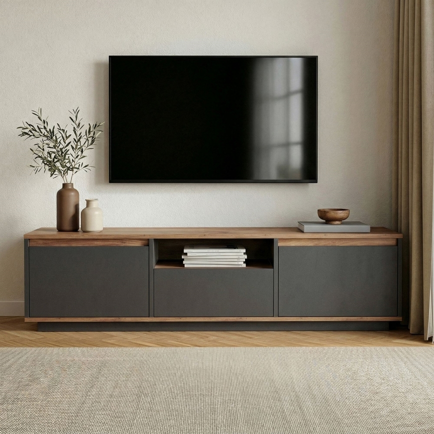 KREDE TV-állvány 160x30 cm antracit/fenyő