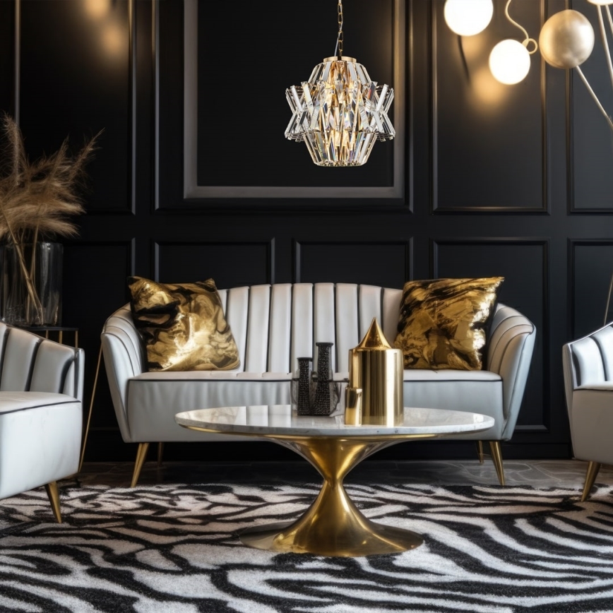 Kristály csillár láncon CROWN 4xE14/40W/230V arany