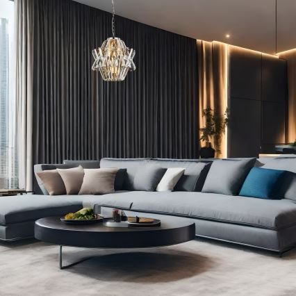 Kristály csillár láncon CROWN 4xE14/40W/230V fényezett króm