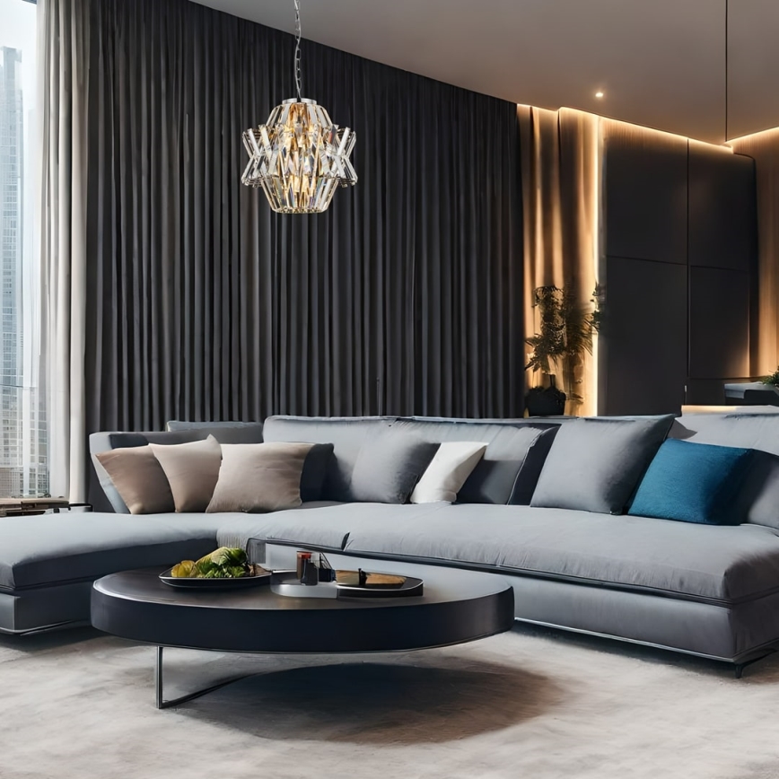 Kristály csillár láncon CROWN 4xE14/40W/230V fényezett króm