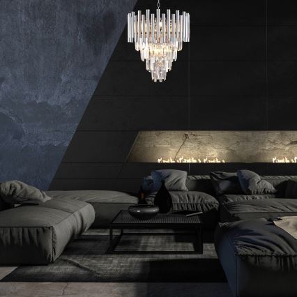 Kristály csillár láncon MADISON 9xE14/40W/230V fényezett króm