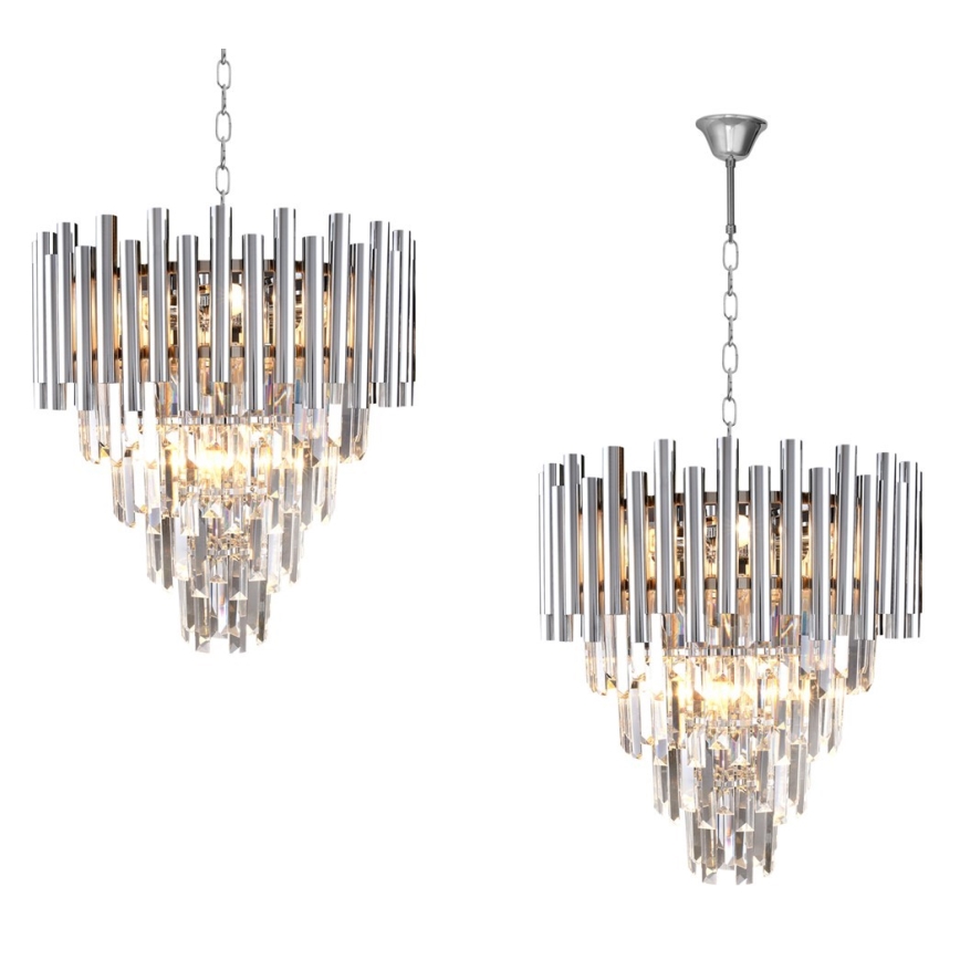 Kristály csillár láncon MADISON 9xE14/40W/230V fényezett króm