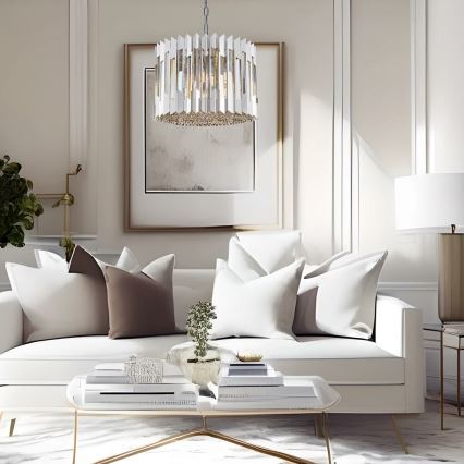 Kristály csillár láncon RITZ 7xE14/40W/230V fényezett króm