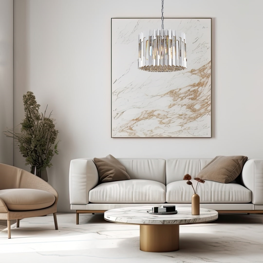 Kristály csillár láncon RITZ 7xE14/40W/230V fényezett króm