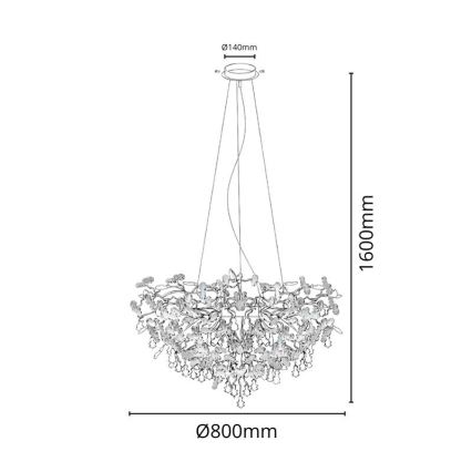 Kristály csillár zsinóron 13xG9/40W/230V fényezett króm