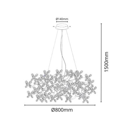 Kristály csillár zsinóron 16xG9/40W/230V színes