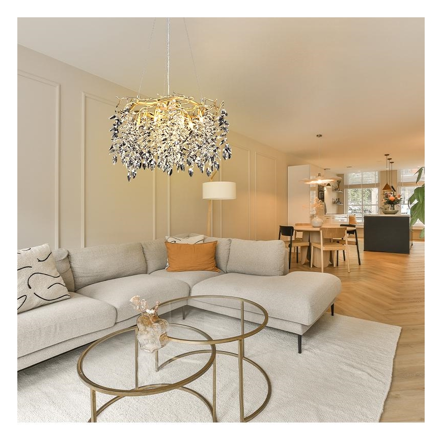 Kristály csillár zsinóron 9xG9/40W/230V arany