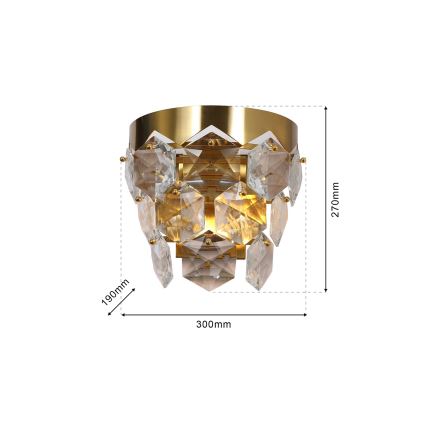 Kristály fali lámpa GRACE 2xE14/40W/230V arany