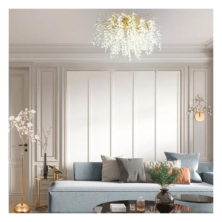 Kristály felületre szerelhető csillár 12xG9/40W/230V arany