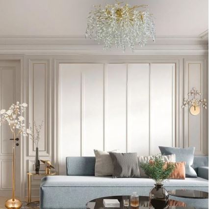 Kristály felületre szerelhető csillár 12xG9/40W/230V arany