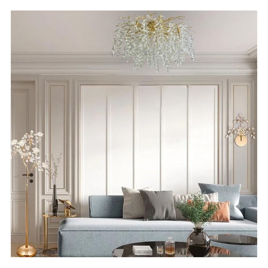 Kristály felületre szerelhető csillár 12xG9/40W/230V arany