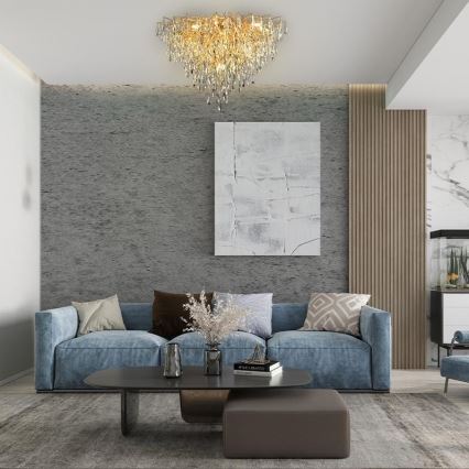 Kristály felületre szerelhető csillár 12xG9/40W/230V arany