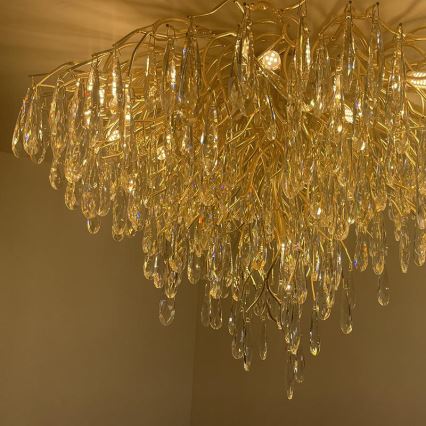 Kristály felületre szerelhető csillár 12xG9/40W/230V arany