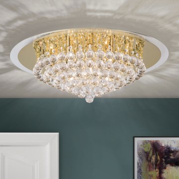 Kristály mennyezeti lámpa GLORIA 9xG9/40W/230V átm. 62 cm arany