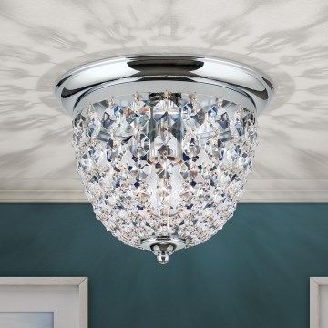 Kristály mennyezeti lámpa PLAFOND 1xE27/40W/230V átm. 26 cm fényezett króm