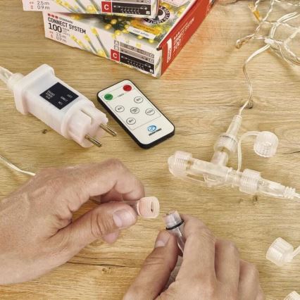 Kültéri, átlátszó hosszabbító kábel összekötő láncokhoz, 10 m, IP44