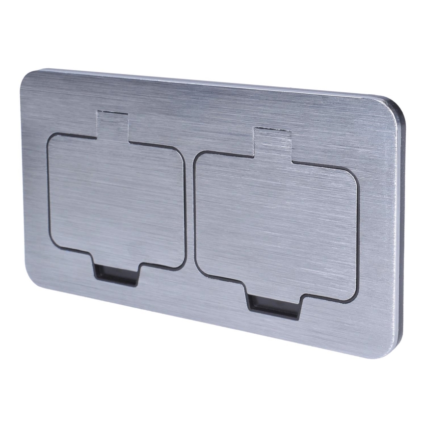 Kültéri beépített padló dupla konnektor IP55 szögletes