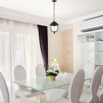 Kültéri csillár láncon 1xE27/60W/230V IP44 fekete