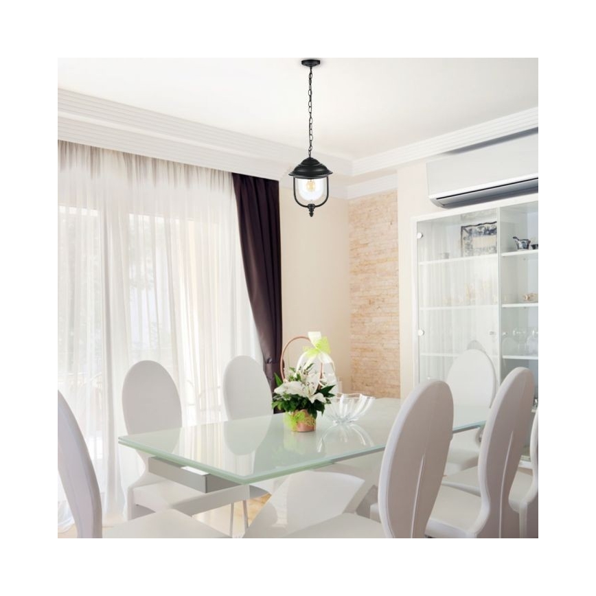 Kültéri csillár láncon 1xE27/60W/230V IP44 fekete