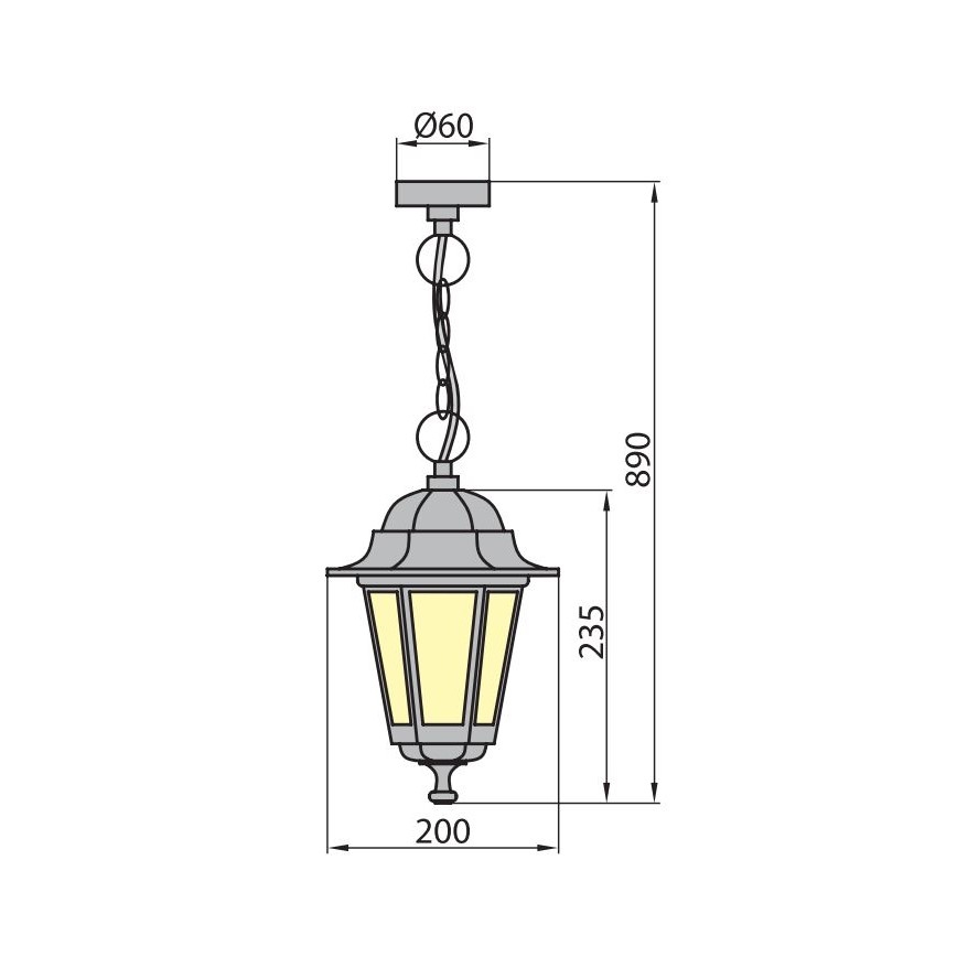 Kültéri csillár láncon GARDEN 1xE27/60W/230V IP44 fehér