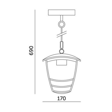 Kültéri csillár láncon TEVIO 1xE27/60W/230V IP54 fekete