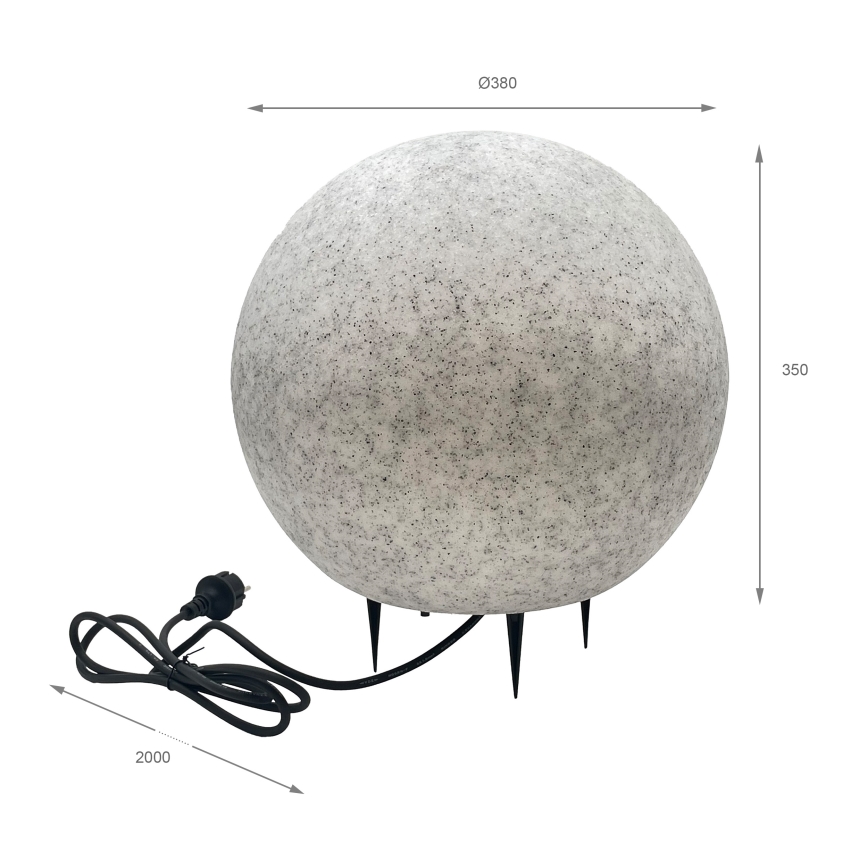 Kültéri dekorációs lámpatest LUMISTONE 1xE27/15W/230V IP65, átmérő 38 cm