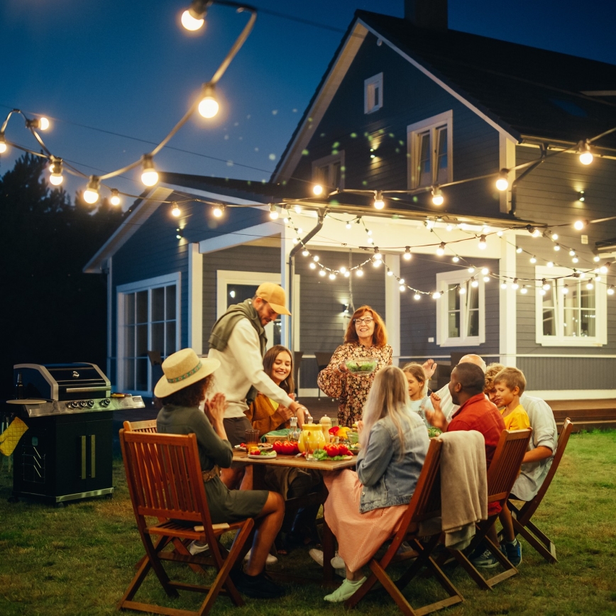 Kültéri dekoratív fénylánc MIMOSA 10xE27/1,3W/230V IP44 10m