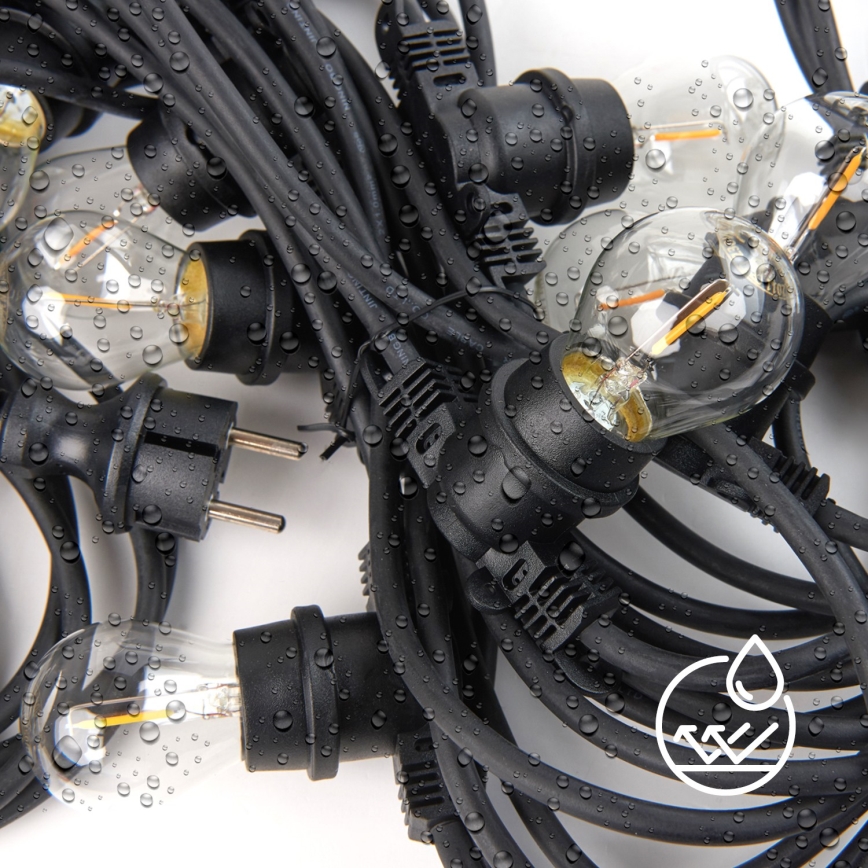 Kültéri dekoratív fénylánc MIMOSA 10xE27/1,3W/230V IP44 10m