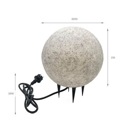 Kültéri dekoratív lámpatest LUMISTONE 1xE27/15W/230V IP65 Ø 25 cm
