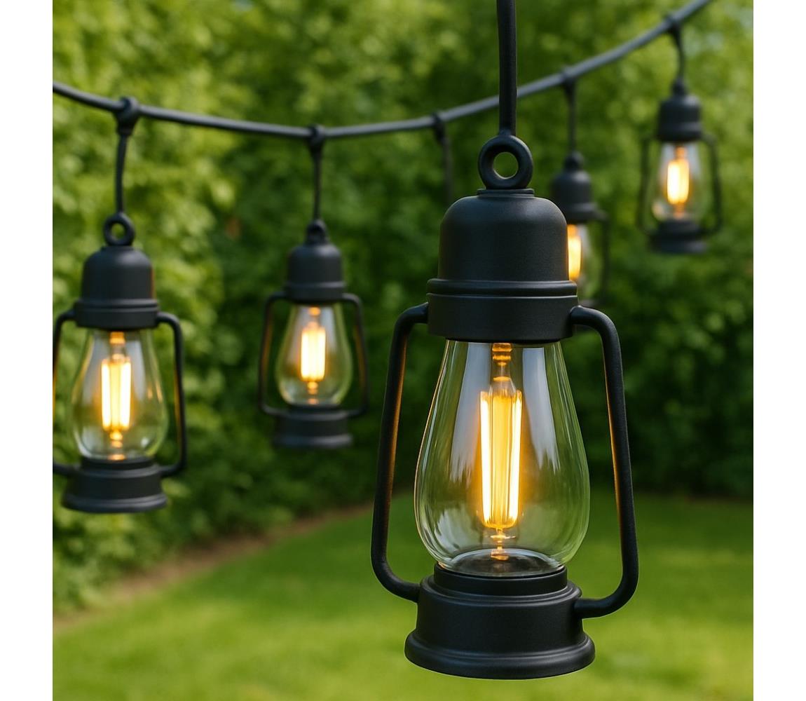 Kültéri dekoratív lánc GIRLAND 10xLED 10m IP44 meleg fehér LM