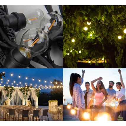 Kültéri dekoratív lánc MIMOSA 10xE27/1,3W/230V IP44 10 m